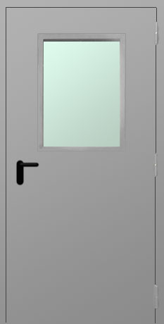 Металлическая дверь, одностворчатая с остеклением